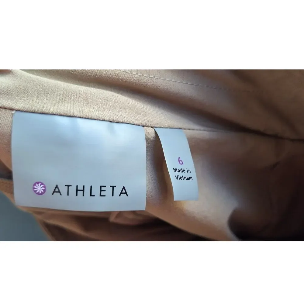 ATHLETA Tan Skort Tennis Mini Skirt Pickle Ball Pocket Athleisure Stretch Sz 6